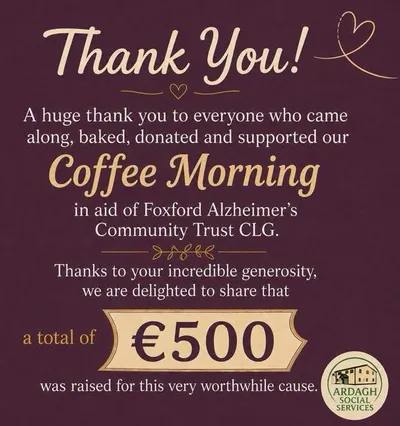 Thank-you graphic announcing that €500 was raised